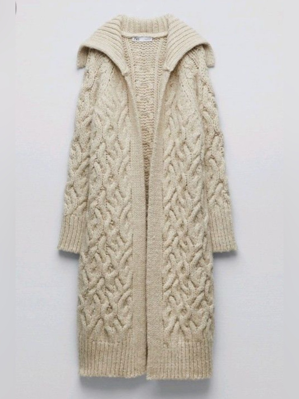 NWT Zara long thick cable knit cardigan duster, oversized small